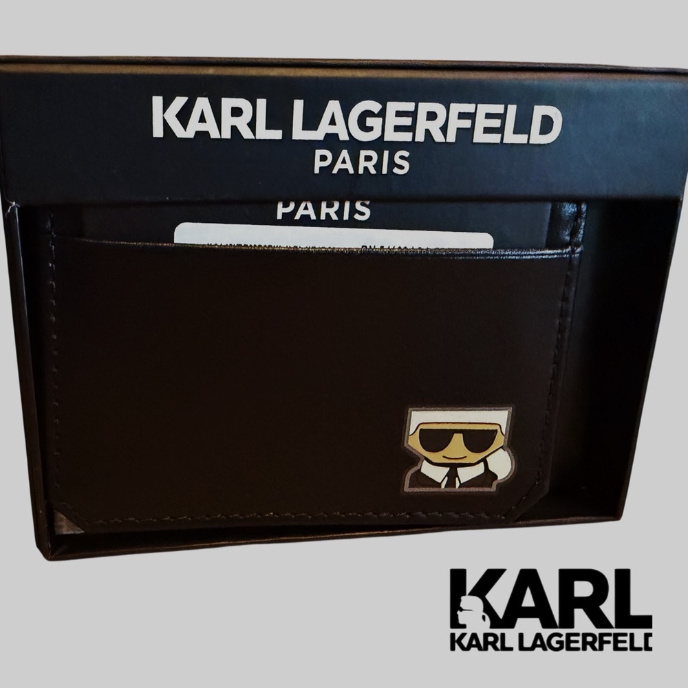 Karl Lagerfeld Paris K/Ikonik Card Holder with  KOCKTAIL KARL Brand New in Box!